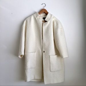 Textured Cream Wool Boucle Cocoon Jacket